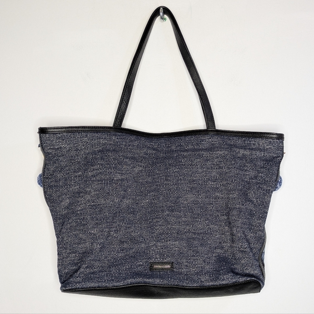 Rebecca Minkoff Dreamy Tote Blue Tie Dye Pom & Bead Cotton & Leather Bag - Picture 7 of 12